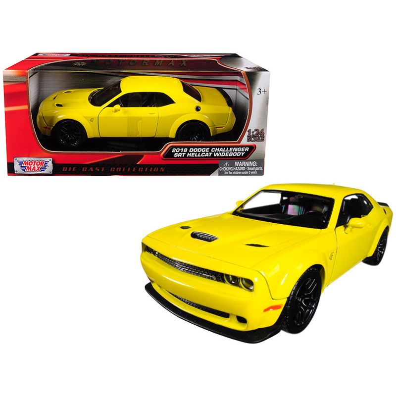2018 Dodge Challenger SRT Hellcat Widebody Yellow 1/24 Diecast Model Car by Motormax - Motormax - ModelCars.com