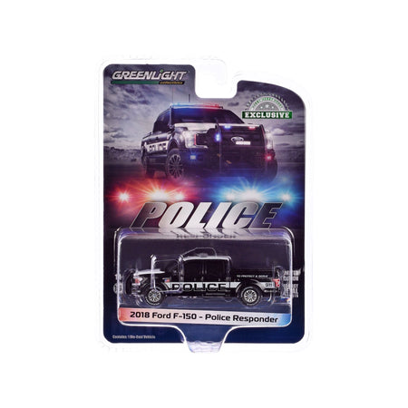2018 Ford F - 150 Pickup Truck Black and White "Police Responder" "Hobby Exclusive" Series 1/64 Diecast Model Car by Greenlight - Greenlight - ModelCars.com