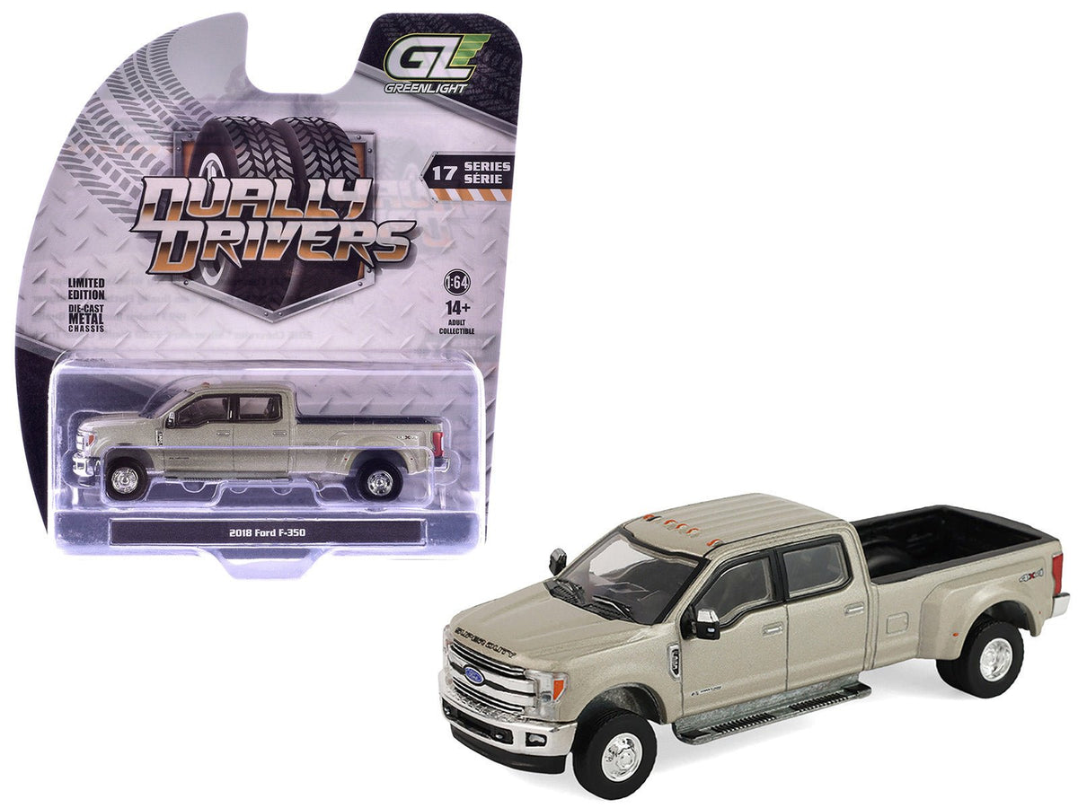 2018 Ford F-350 Dually Pickup Truck White Gold Metallic "Dually Drivers" Series 17 1/64 Diecast Model Car by Greenlight-Greenlight-ModelCars.com