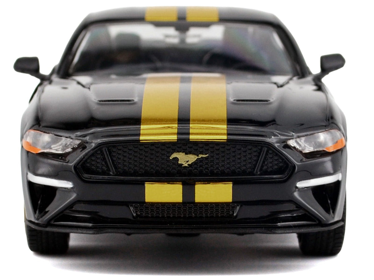 2018 Ford Mustang GT 5.0 Black with Gold Stripes and Graphics "Midnight Eclipse" Series 1/24 Diecast Model Car by Motormax-Motormax-ModelCars.com
