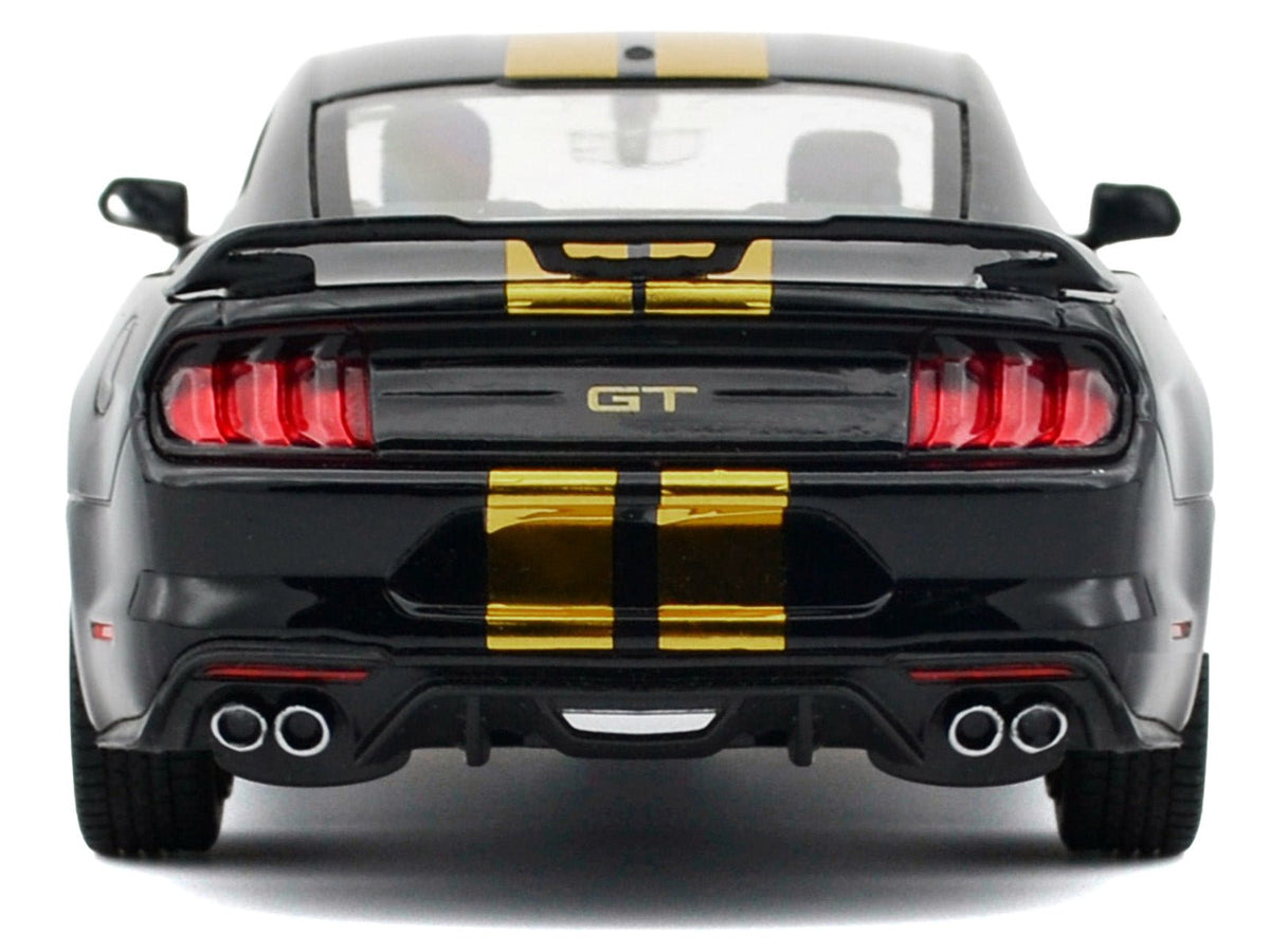 2018 Ford Mustang GT 5.0 Black with Gold Stripes and Graphics "Midnight Eclipse" Series 1/24 Diecast Model Car by Motormax-Motormax-ModelCars.com
