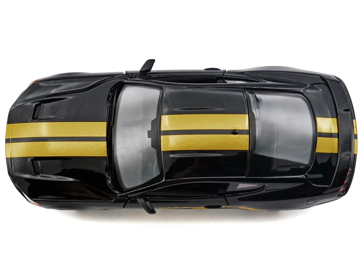 2018 Ford Mustang GT 5.0 Black with Gold Stripes and Graphics "Midnight Eclipse" Series 1/24 Diecast Model Car by Motormax-Motormax-ModelCars.com