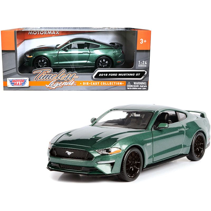 2018 Ford Mustang GT 5.0 Green Metallic 1/24 Diecast Model Car by Motormax - Motormax - ModelCars.com