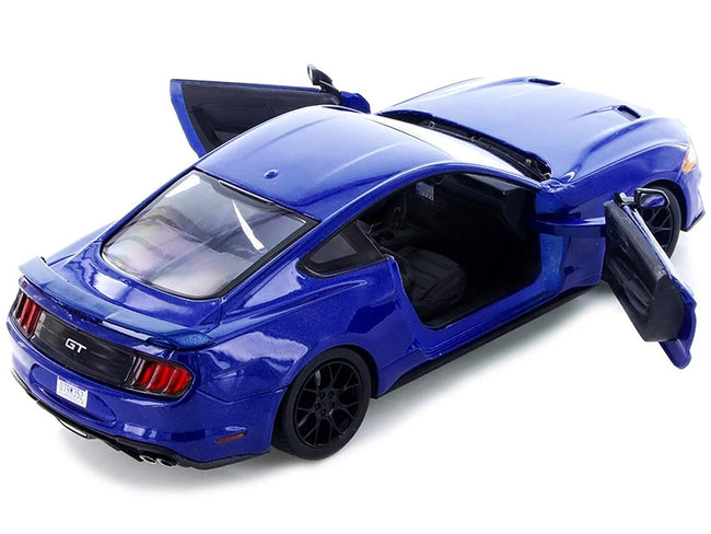 2018 Ford Mustang GT 5.0 Matt Black with Black Wheels 1/24 Diecast Model Car by Motormax-Motormax-ModelCars.com