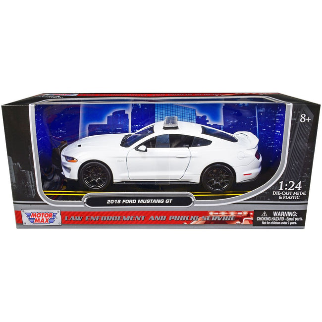 2018 Ford Mustang GT Police Car Unmarked Plain White "Law Enforcement and Public Service" Series 1/24 Diecast Model Car by Motormax - Motormax - ModelCars.com