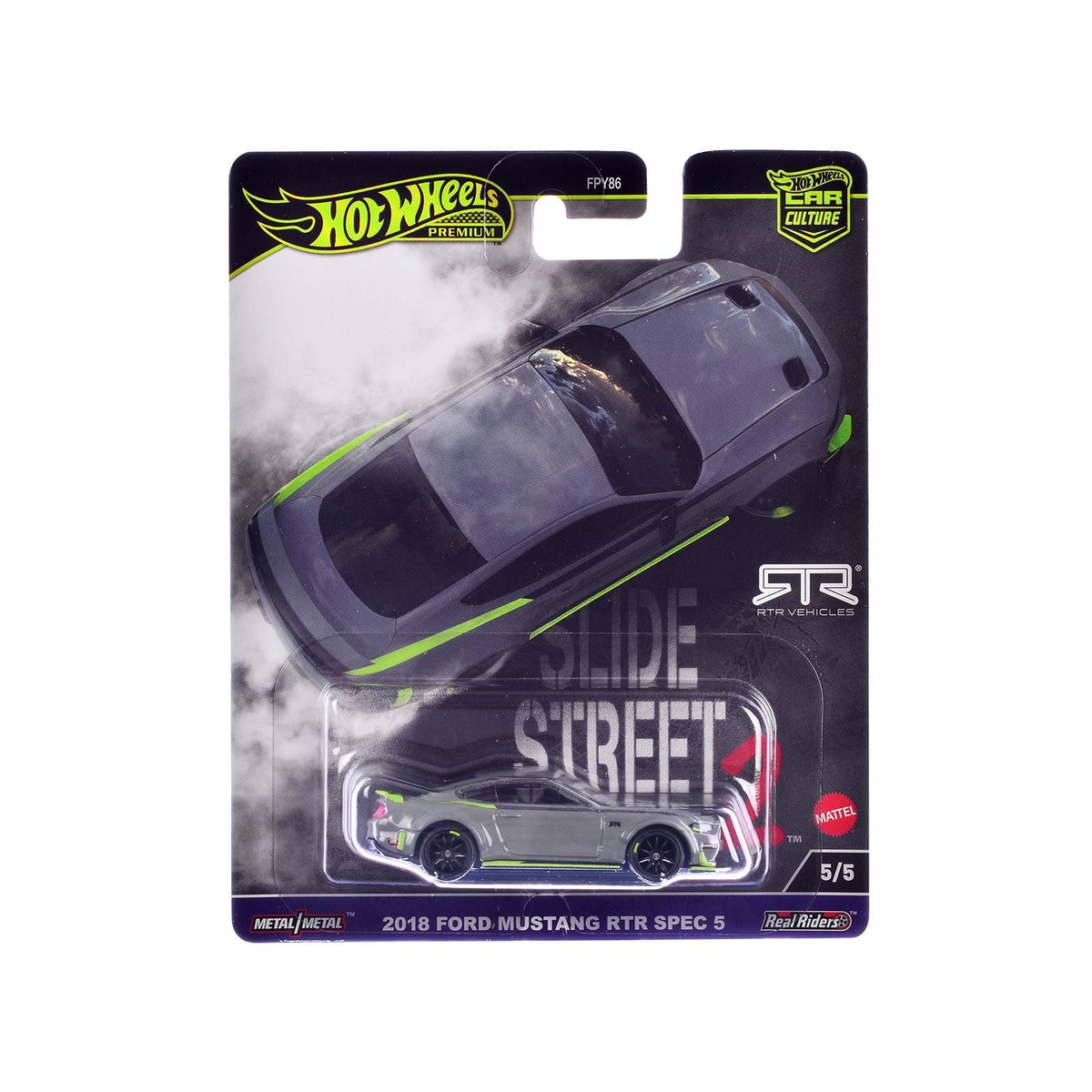2018 Ford Mustang RTR Spec 5 Gray "Slide Street 2" Series Diecast Model Car by Hot Wheels-Hotwheels-ModelCars.com