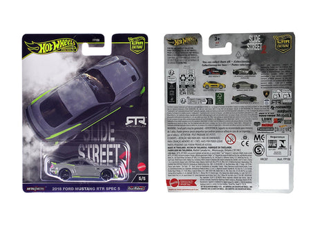 2018 Ford Mustang RTR Spec 5 Gray "Slide Street 2" Series Diecast Model Car by Hot Wheels-Hotwheels-ModelCars.com