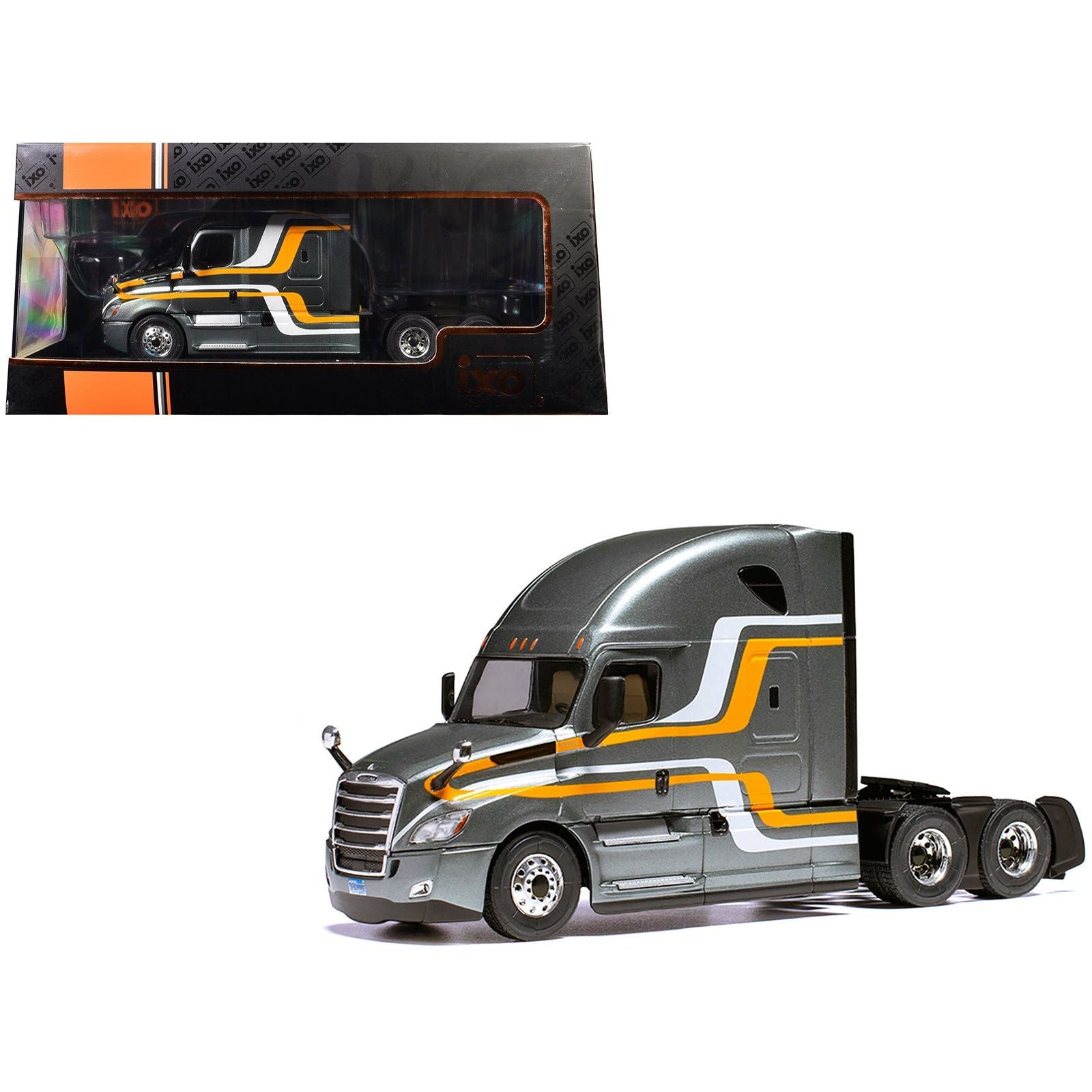2018 Freightliner Cascadia Truck Tractor Gray Metallic with Stripes 1/43 Diecast Model by IXO Models - IXO - ModelCars.com