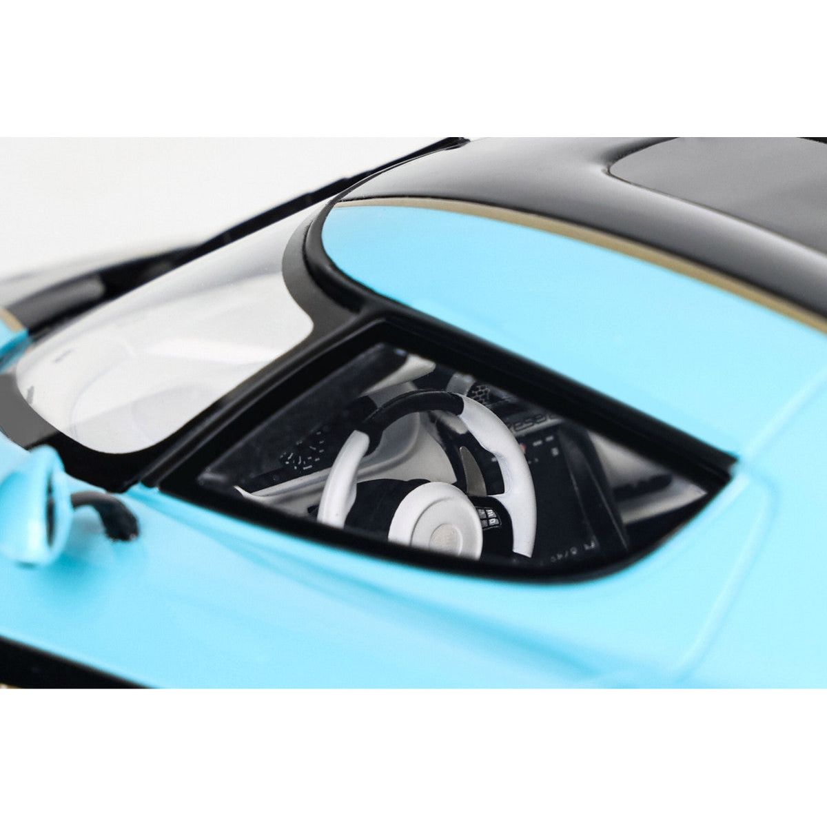 2018 Koenigsegg Regera Baby Blue with Black Stripes and White Interior 1/18 Model Car by GT Spirit - GT Spirit - ModelCars.com