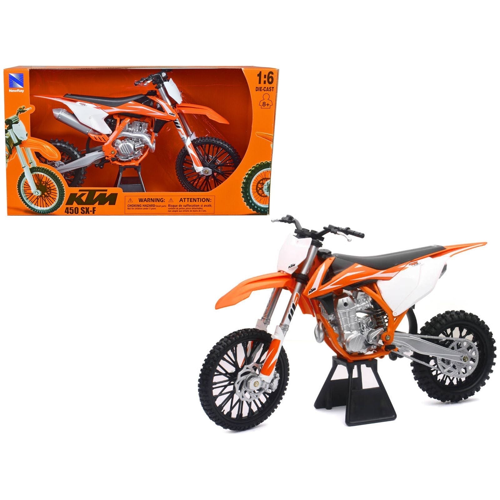 2018 KTM 450 SX - F Dirt Bike Motorcycle Orange and White 1/6 Diecast Model by New Ray - New Ray - ModelCars.com