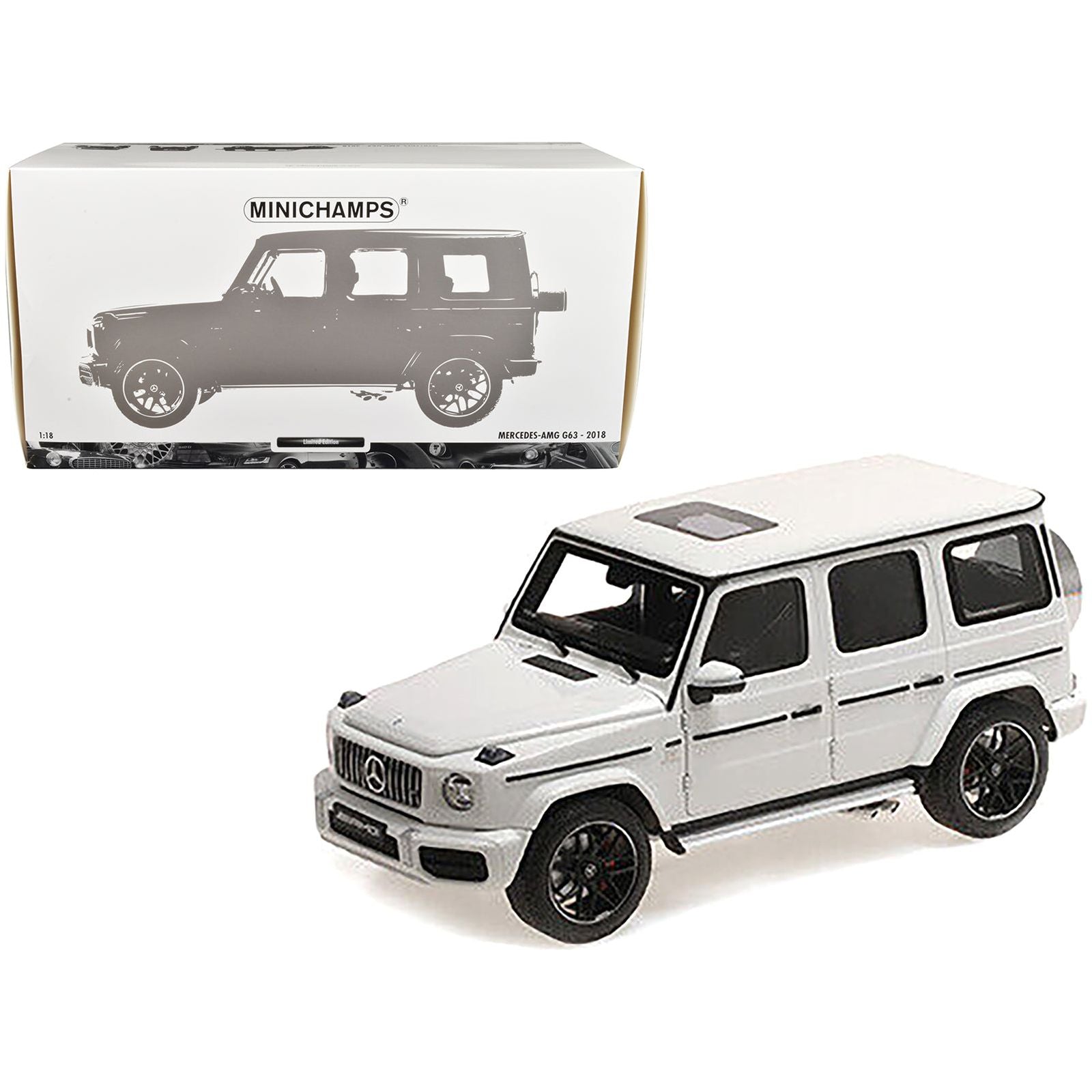 2018 Mercedes - Benz AMG G63 White with Sunroof 1/18 Diecast Model Car by Minichamps - Minichamps - ModelCars.com