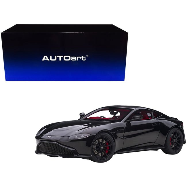 2019 Aston Martin Vantage RHD (Right Hand Drive) Jet Black with Red Interior 1/18 Model Car by Autoart - Autoart - ModelCars.com