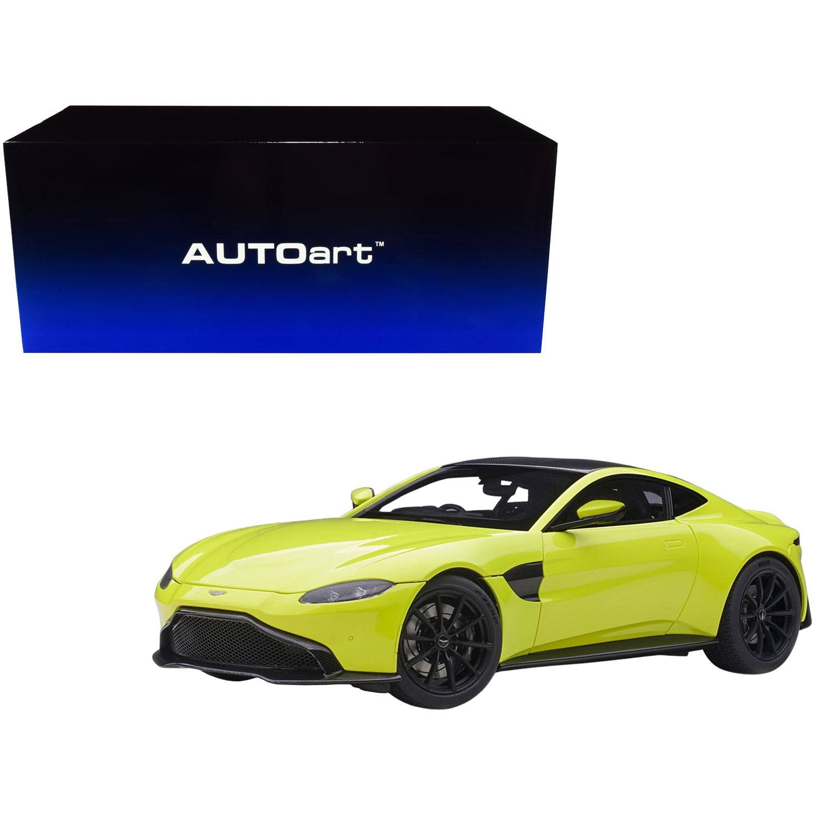 2019 Aston Martin Vantage RHD (Right Hand Drive) Lime Essence Green with Carbon Top 1/18 Model Car by Autoart - Autoart - ModelCars.com