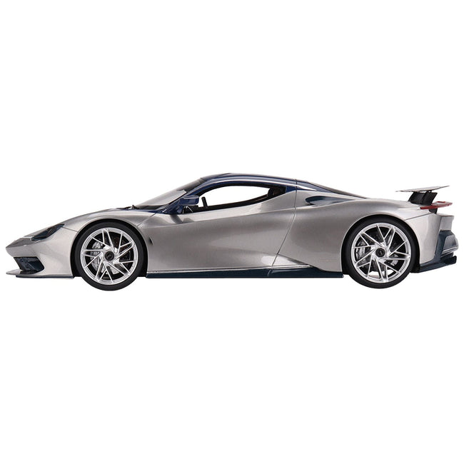 2019 Automobili Pininfarina Battista Argento Liquido Silver Metallic with Blu del Re Blue Top "US Launch Edition" 1/18 Model Car by Top Speed - Top Speed - ModelCars.com