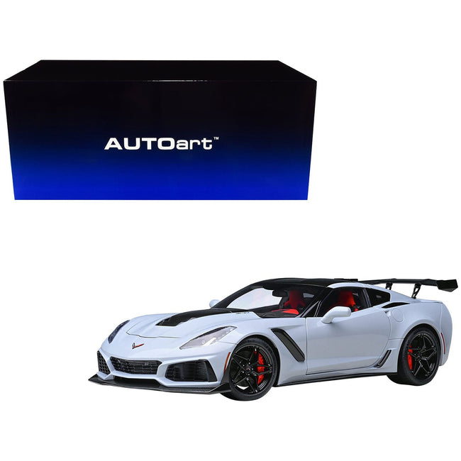 2019 Chevrolet Corvette C7 ZR1 Ceramic Matrix Gray Metallic with Carbon Top 1/18 Model Car by Autoart - Autoart - ModelCars.com