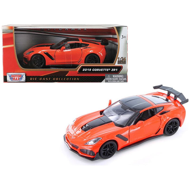 2019 Chevrolet Corvette ZR1 Orange with Black Accents 1/24 Diecast Model Car by Motormax - Motormax - ModelCars.com