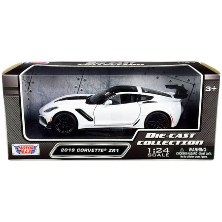 2019 Chevrolet Corvette ZR1 White with Black Accents 1/24 Diecast Model Car by Motormax - Motormax - ModelCars.com