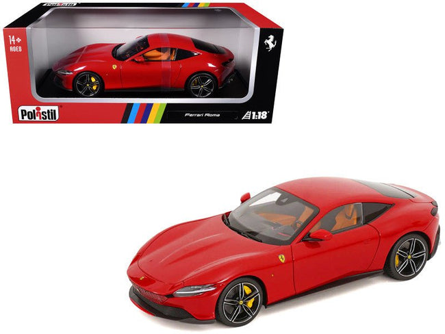 2019 Ferrari Roma Red with Orange Interior 1/18 Diecast Model Car by Polistil-Polistil-ModelCars.com