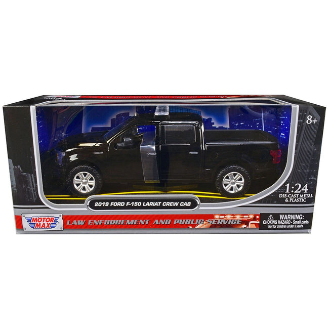 2019 Ford F - 150 Lariat Crew Cab Pickup Truck Unmarked Plain Black "Law Enforcement and Public Service" Series 1/24 Diecast Model Car by Motormax - Motormax - ModelCars.com
