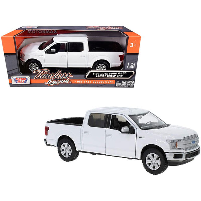 2019 Ford F-150 Lariat Crew Cab Pickup Truck White 1/24-1/27 Diecast Model Car by Motormax-Motormax-ModelCars.com