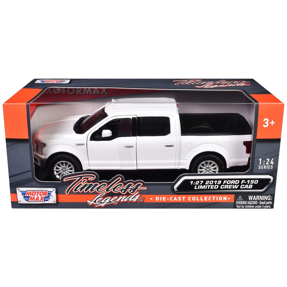 2019 Ford F-150 Limited Crew Cab Pickup Truck White 1/27 Diecast Model Car by Motormax-Motormax-ModelCars.com
