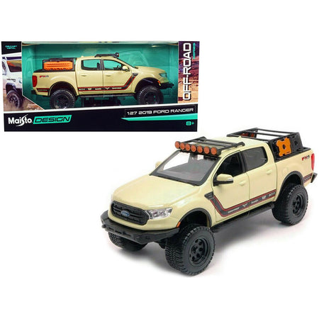 2019 Ford Ranger Lariat FX4 Pickup Truck Sand Tan with Stripes "Off Road" Series 1/27 Diecast Model Car by Maisto - Maisto - ModelCars.com