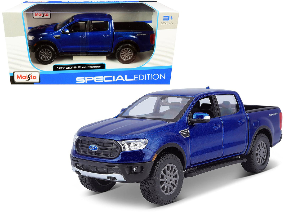 2019 Ford Ranger Lariat Sport Pickup Truck Dark Blue Metallic 1/27 Diecast Model Car by Maisto-Maisto-ModelCars.com