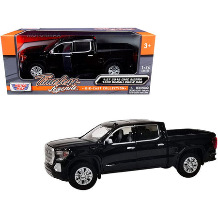 2019 GMC Sierra 1500 Denali Crew Cab Pickup Truck Black 1/24-1/27 Diecast Model Car by Motormax-Motormax-ModelCars.com