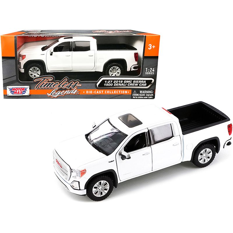 2019 GMC Sierra 1500 Denali Crew Cab Pickup Truck with Sunroof White "Timeless Legends" Series 1/24-1/27 Diecast Model Car by Motormax-Motormax-ModelCars.com