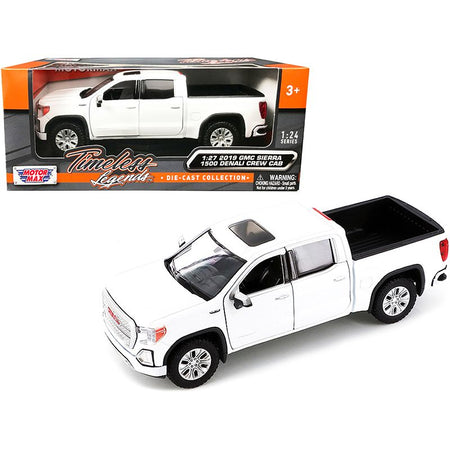 2019 GMC Sierra 1500 Denali Crew Cab Pickup Truck with Sunroof White "Timeless Legends" Series 1/24-1/27 Diecast Model Car by Motormax-Motormax-ModelCars.com