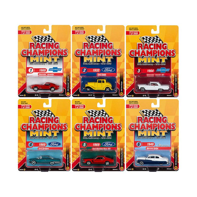 2019 Mint Set A of 6 Cars Release 1 "30th Anniversary" (1989 - 2019) Limited Edition to 2000 pieces Worldwide 1/64 Diecast Models by Racing Champions - Racing Champions - ModelCars.com