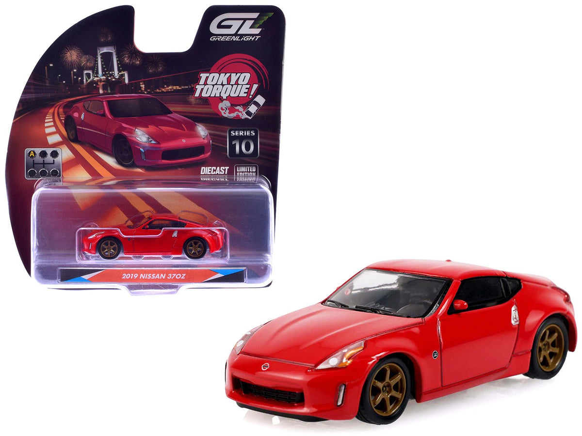 2019 Nissan 370Z Coupe Red "Tokyo Torque" Series 10 1/64 Diecast Model Car by Greenlight-Greenlight-ModelCars.com