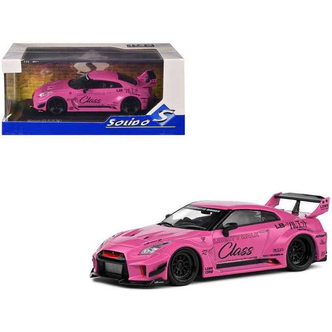 2019 Nissan GT-R (R35) LB-Silhouette Works RHD (Right Hand Drive) Pink with Graphics 1/43 Diecast Model Car by Solido-Solido-ModelCars.com