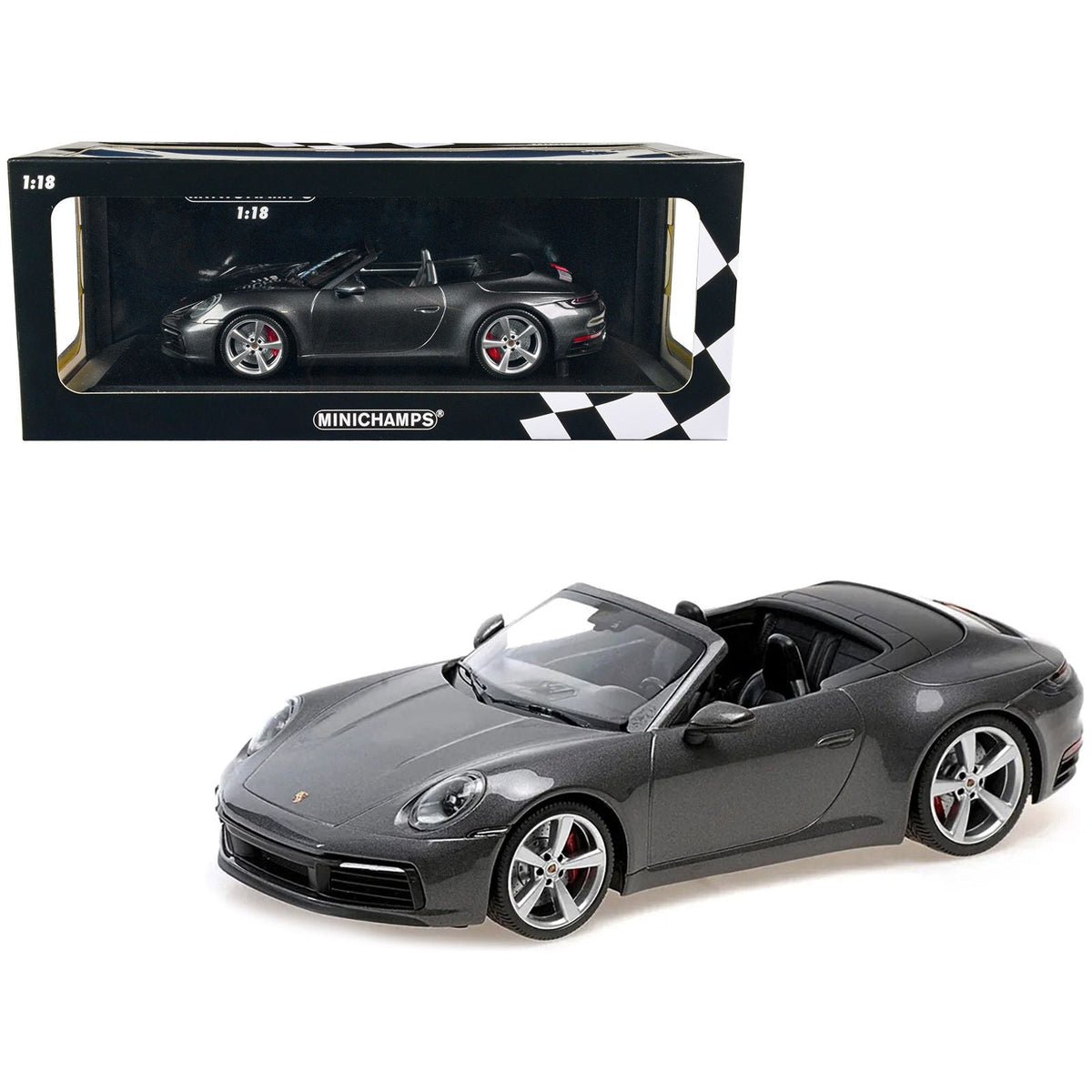2019 Porsche 911 Carrera 4S Cabriolet Dark Gray Metallic Limited Edition to 504 pieces Worldwide 1/18 Diecast Model Car by Minichamps - Minichamps - ModelCars.com