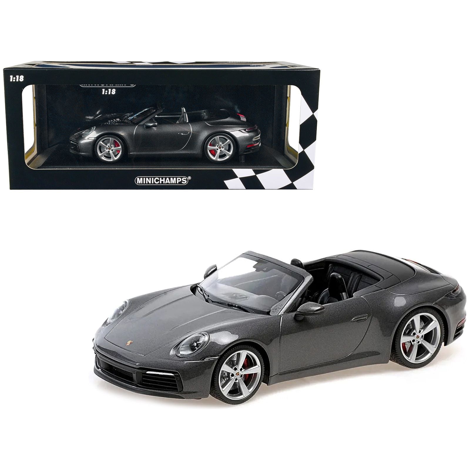2019 Porsche 911 Carrera 4S Cabriolet Dark Gray Metallic Limited Edition to 504 pieces Worldwide 1/18 Diecast Model Car by Minichamps - Minichamps - ModelCars.com