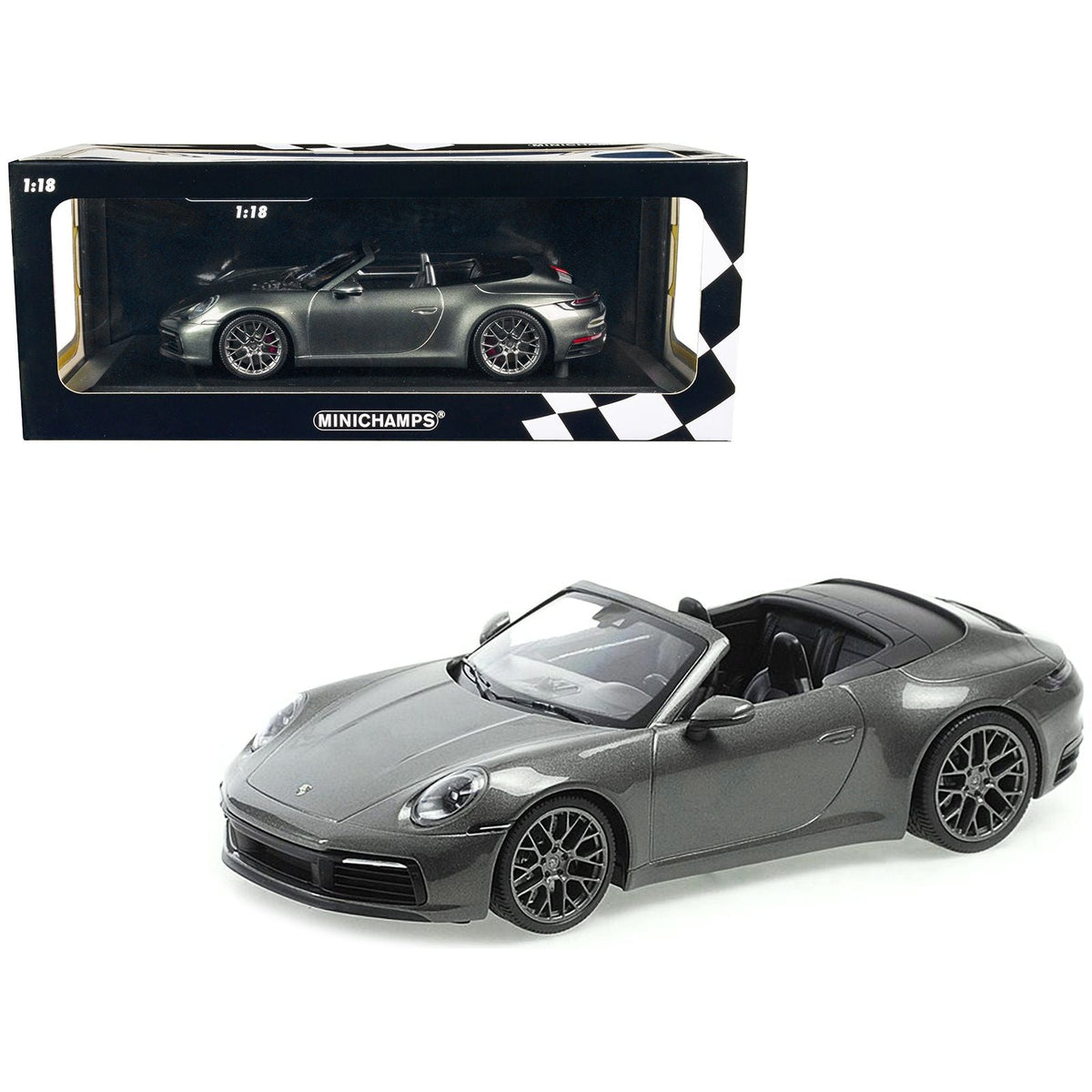2019 Porsche 911 Carrera 4S Cabriolet Gray Green Metallic Limited Edition to 504 pieces Worldwide 1/18 Diecast Model Car by Minichamps - Minichamps - ModelCars.com