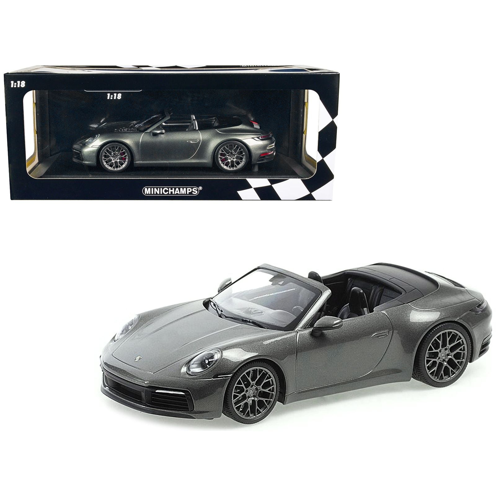 2019 Porsche 911 Carrera 4S Cabriolet Gray Green Metallic Limited Edition to 504 pieces Worldwide 1/18 Diecast Model Car by Minichamps - Minichamps - ModelCars.com
