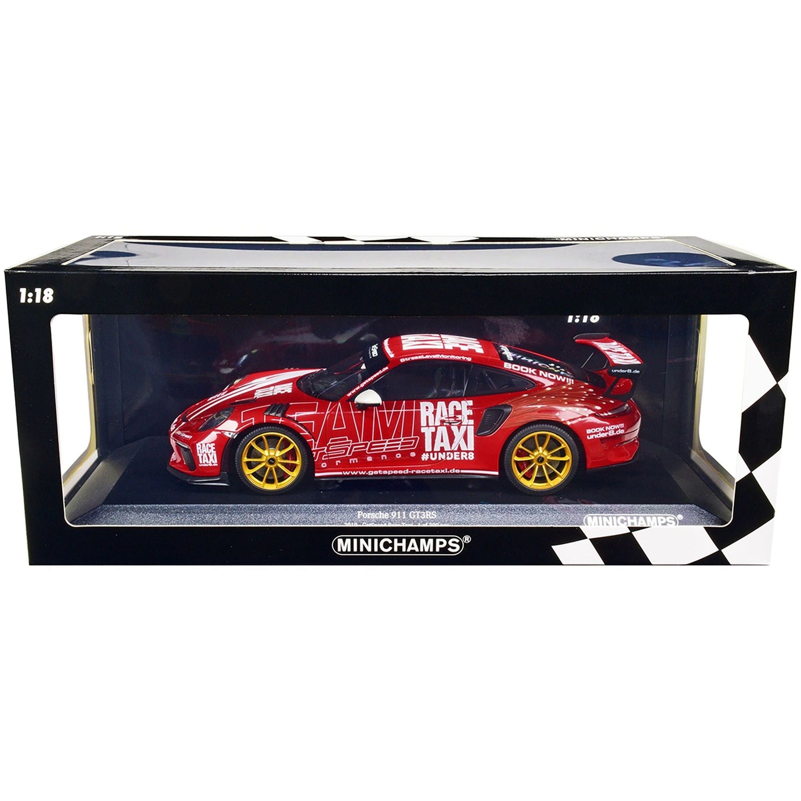 2019 Porsche 911 GT3RS (991.2) "GetSpeed Race - Taxi" Livery Limited Edition to 300 pieces Worldwide 1/18 Diecast Model Car by Minichamps - Minichamps - ModelCars.com