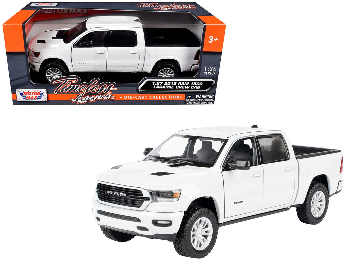 2019 RAM 1500 Laramie Crew Cab Pickup Truck White "Timeless Legends" Series 1/24 Diecast Model Car by Motormax-Motormax-ModelCars.com