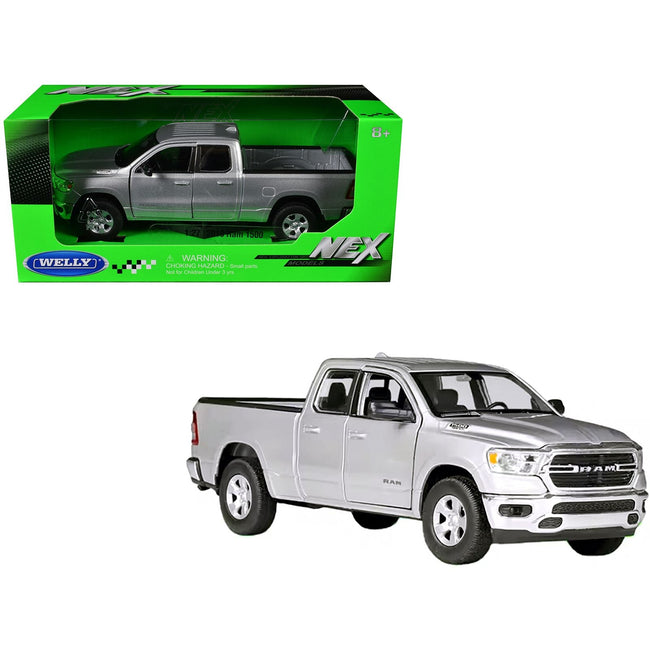 2019 RAM 1500 Pickup Truck Silver Metallic "NEX Models" Series 1/27 Diecast Model Car by Welly-Welly-ModelCars.com
