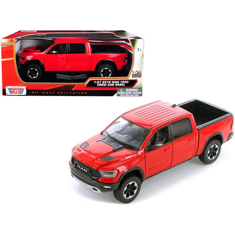 2019 RAM 1500 Rebel Crew Cab Pickup Truck Red 1/24 Diecast Model Car by Motormax - Motormax - ModelCars.com