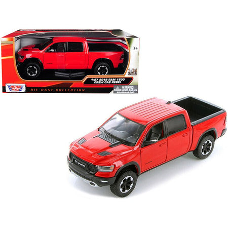 2019 RAM 1500 Rebel Crew Cab Pickup Truck Red 1/24 Diecast Model Car by Motormax - Motormax - ModelCars.com