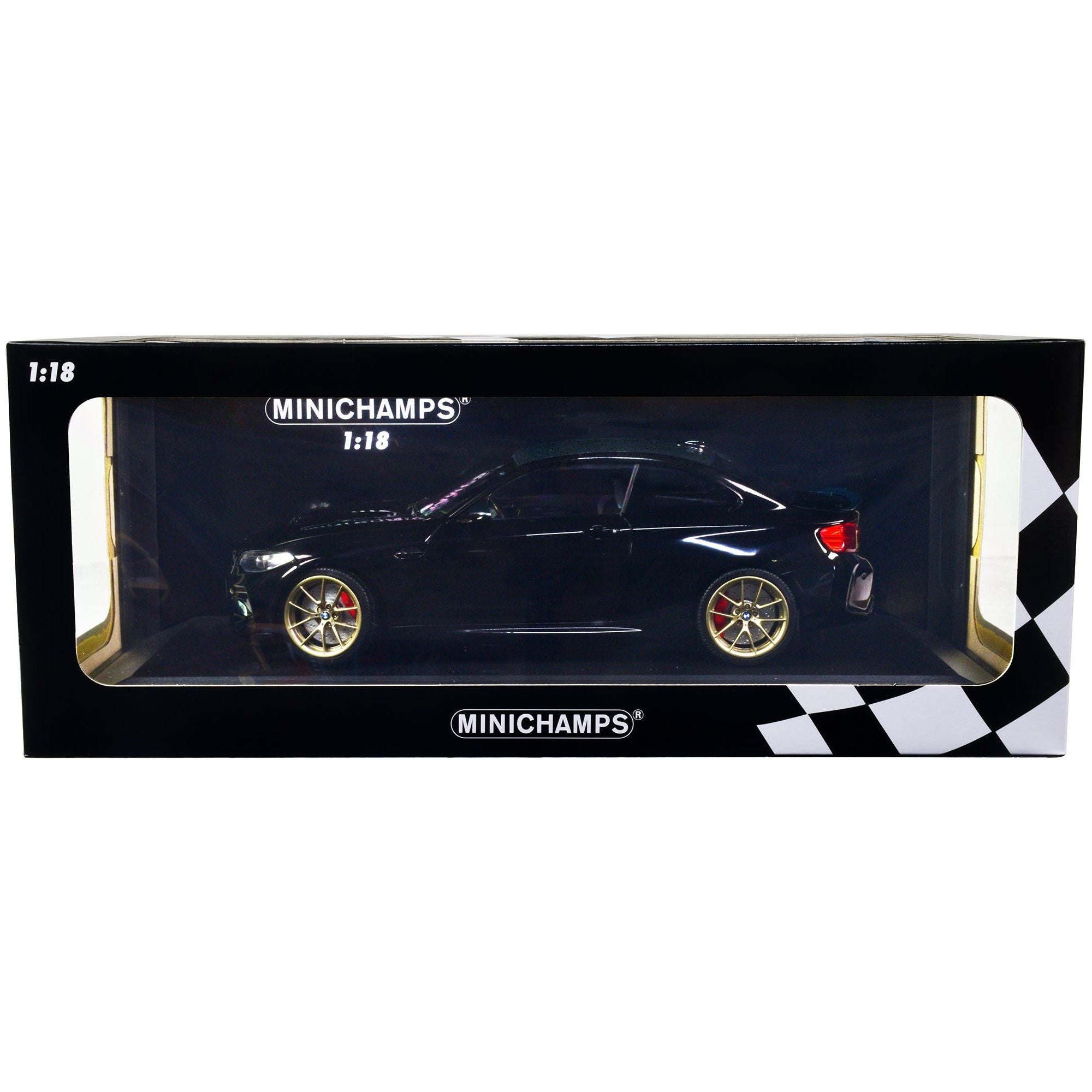 2020 BMW M2 CS Black Metallic with Carbon Top and Gold Wheels 1/18 Diecast Model Car by Minichamps - Minichamps - ModelCars.com