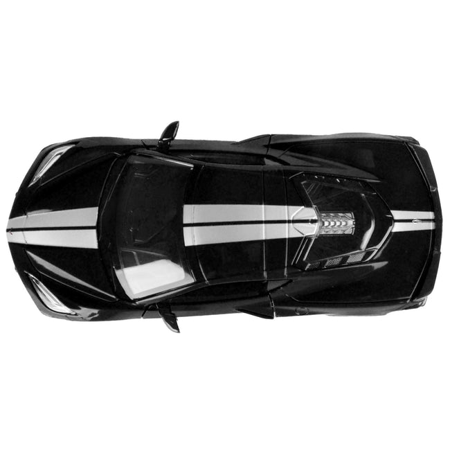 2020 Chevrolet Corvette C8 Stingray Black with Silver Stripes "Timeless Legends" Series 1/24 Diecast Model Car by Motormax-Motormax-ModelCars.com