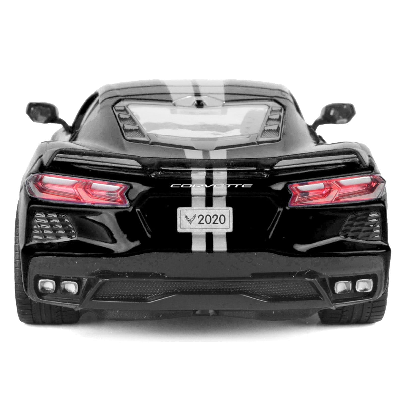 2020 Chevrolet Corvette C8 Stingray Black with Silver Stripes "Timeless Legends" Series 1/24 Diecast Model Car by Motormax - Motormax - ModelCars.com