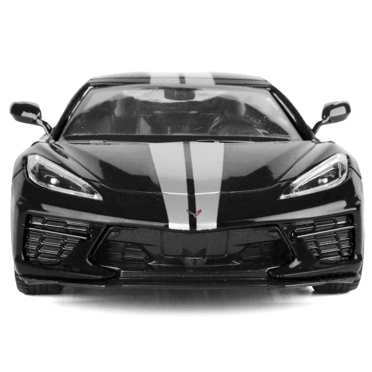 2020 Chevrolet Corvette C8 Stingray Black with Silver Stripes "Timeless Legends" Series 1/24 Diecast Model Car by Motormax-Motormax-ModelCars.com