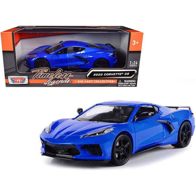 2020 Chevrolet Corvette C8 Stingray Blue Metallic "Timeless Legends" 1/24 Diecast Model Car by Motormax - Motormax - ModelCars.com