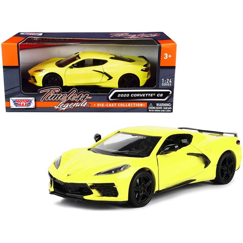 2020 Chevrolet Corvette C8 Stingray Yellow "Timeless Legends" 1/24 Diecast Model Car by Motormax - Motormax - ModelCars.com