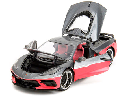 2020 Chevrolet Corvette Gray Metallic and Pink "Pink Slips" Series 1/24 Diecast Model Car by Jada-Jada-ModelCars.com