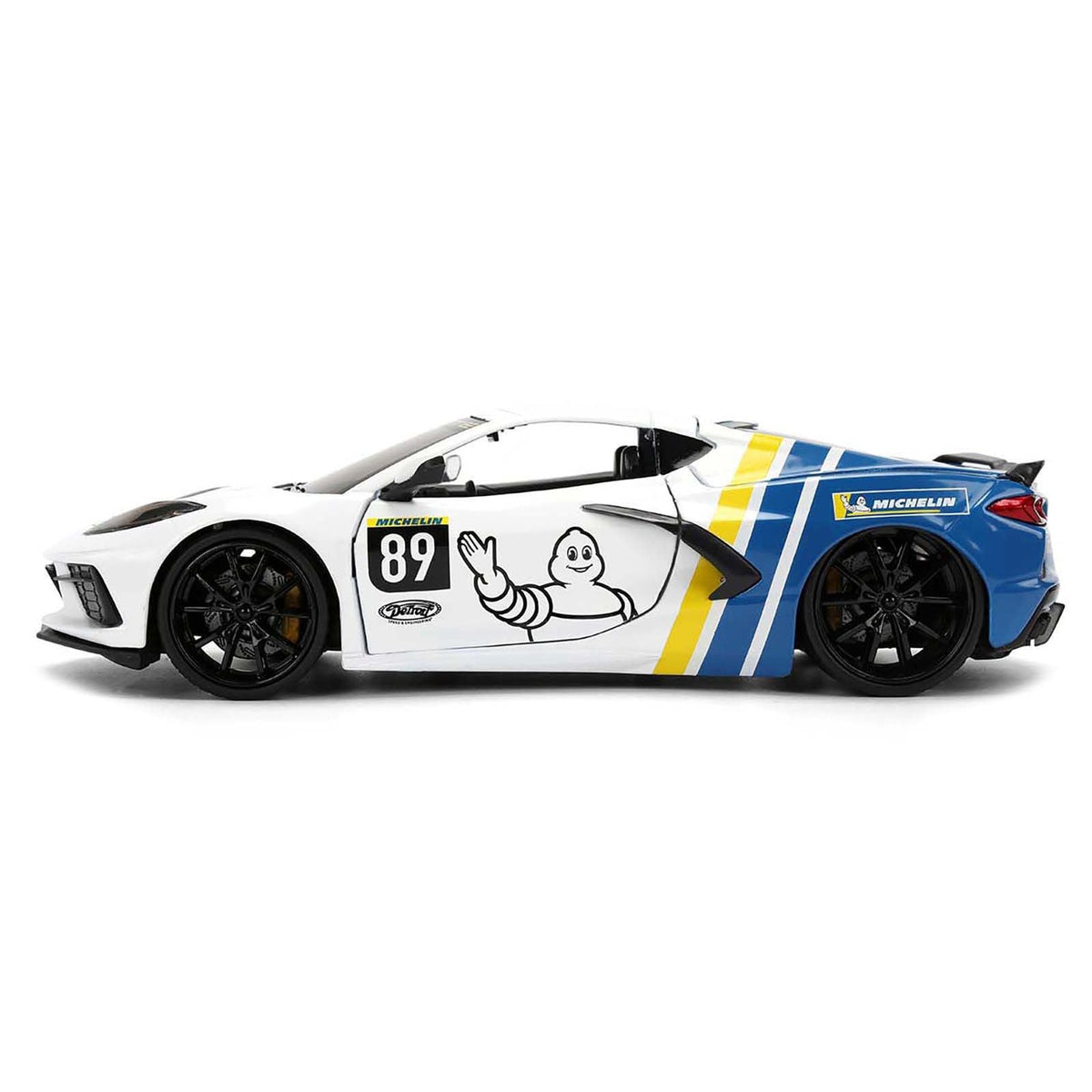 2020 Chevrolet Corvette Stingray C8 #89 "Michelin" White with Yellow and Blue Stripes "Bigtime Muscle" Series 1/24 Diecast Model Car by Jada-Jada-ModelCars.com